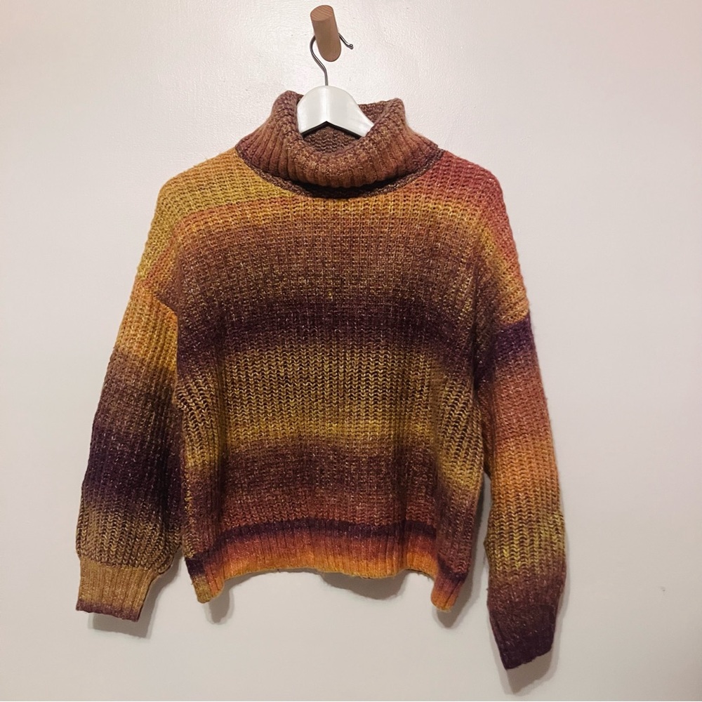 Old Navy Warm Tones Striped Turtleneck Sweater
